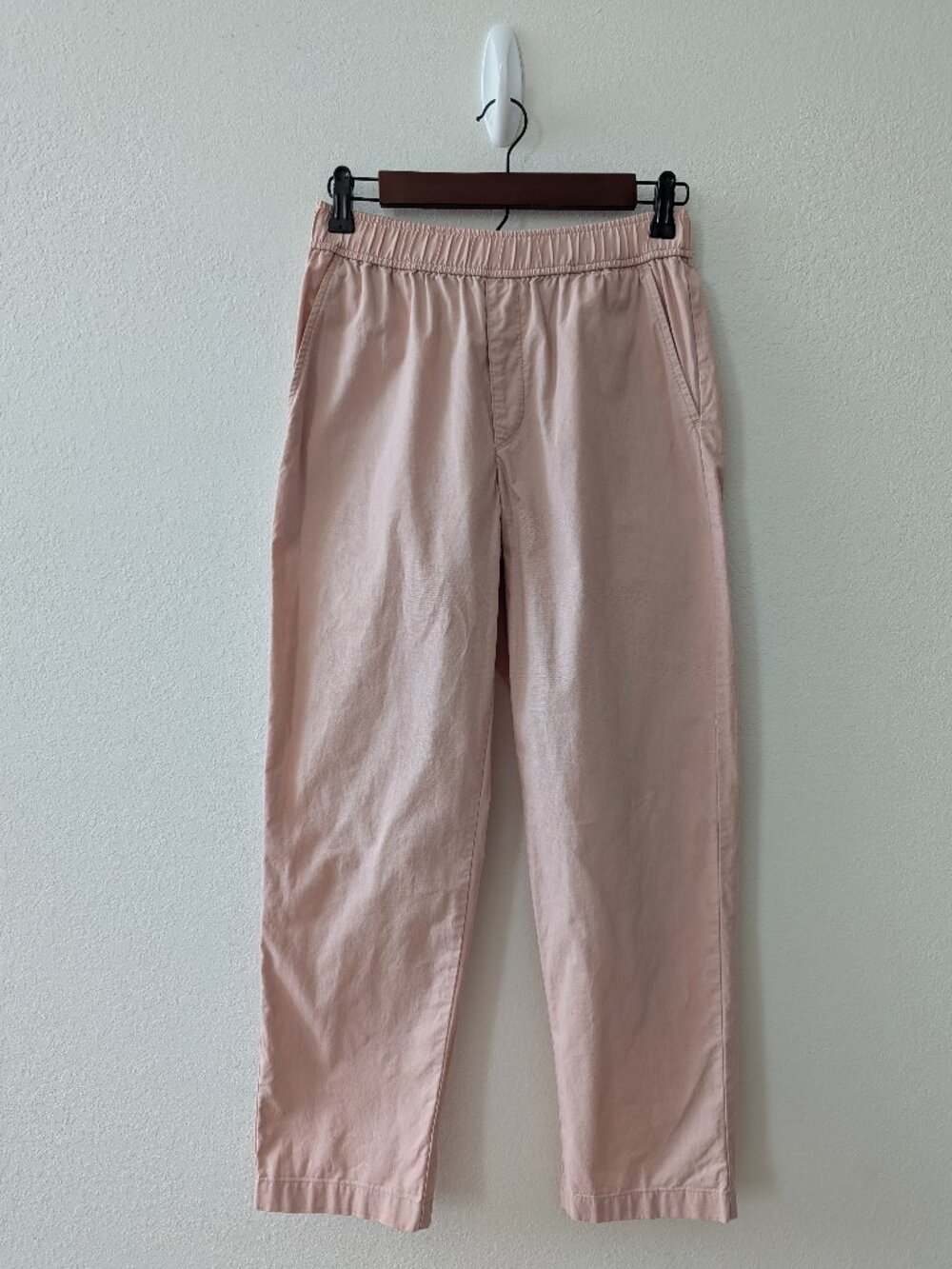 Uniqlo XS Blush Pink 100% Cotton Pull-On Ankle Pants